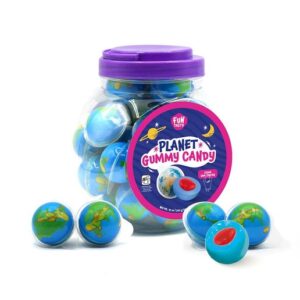 Fun Tasty Planet Earth Strawberry Jelly Filled Gummy Candy Balls 19oz 30ct Jar